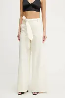 Kalhoty Marella LUCA dámské, béžová barva, široké, high waist, 2513131032200