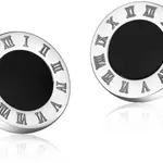 Troli Ocelové náušnice s černým středem KE-015