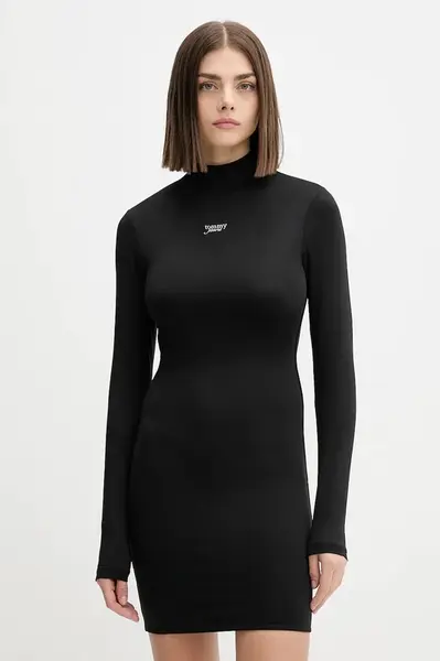 Šaty Tommy Jeans černá barva, mini, přiléhavé, DW0DW21504