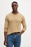 Tričko s dlouhým rukávem Polo Ralph Lauren béžová barva, 710P01524