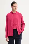 Košile United Colors of Benetton dámská, růžová barva, regular, s klasickým límcem, 5WPWDQ0B0