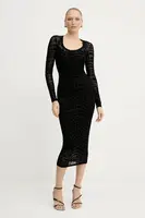 Šaty Versace Jeans Couture černá barva, midi, přiléhavé, 79HAO920 JS490