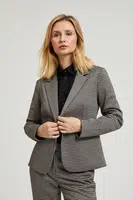 Dámské jednořadé sako typu houndstooth MOODO - černo-béžové