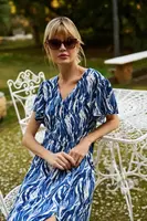 Marisse Blue Short-Sleeved Midi Dress