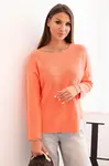 Kesi Włoski Dámský svetr z viskózy s dlouhým rukávem a kulatým výstřihem lososový