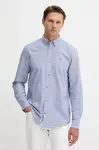 Bavlněná košile Tommy Jeans pánská, modrá barva, regular, s límečkem button-down, DM0DM22025