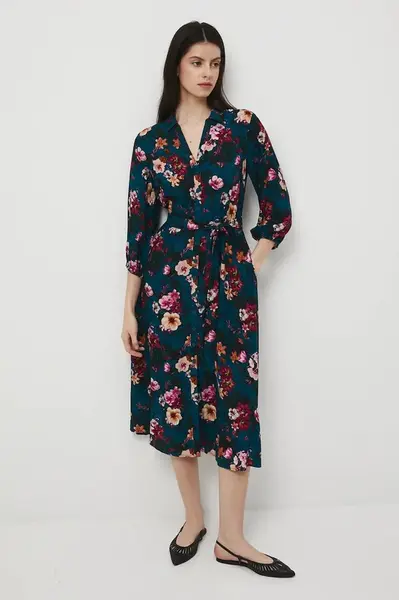 Šaty Medicine tyrkysová barva, midi