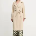Vlněný kabát Weekend Max Mara RESINA dámský, béžová barva, oversize, 2525016031600