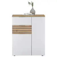 MID.YOU KOMODA, bílá, tmavě šedá, dub artisan, 85/105/38 cm