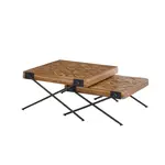 MID.YOU SADA KONFERENČNÍCH STOLKŮ, barvy teak, černá, dřevo, kov,