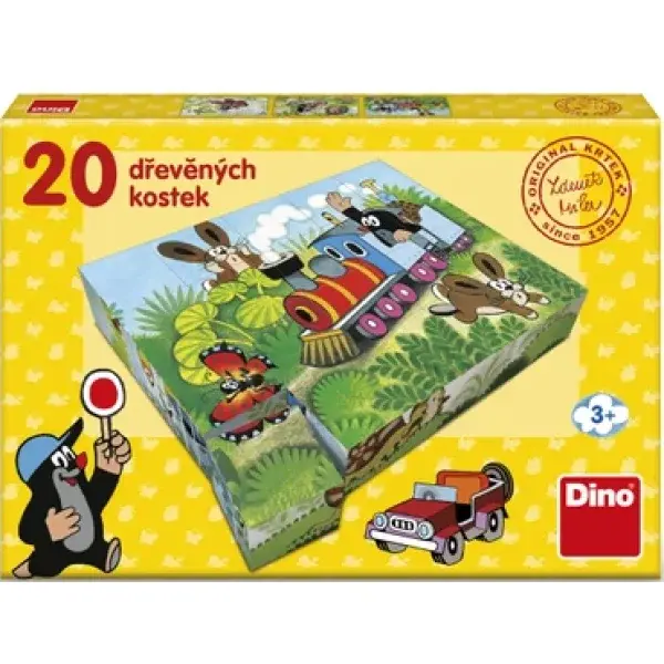 Dřevěné kostky Krteček a doprava - 20 kostek