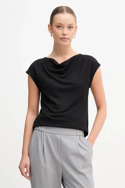 Halenka United Colors of Benetton dámská, černá barva, hladká, 31NLD10AS