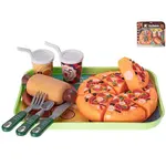 Rychlé občerstvení pizza na suchý zip, hotdog a nápoje 2ks s podnosem 26x19cm