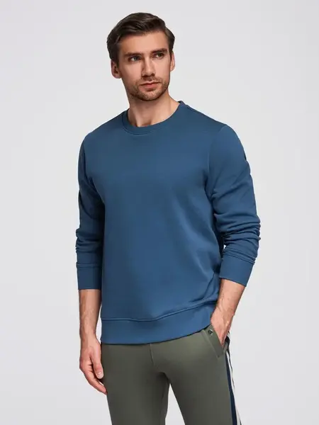 Ombre Men's BASIC sweatshirt with round neckline - navy blue
