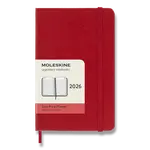Diář Moleskine 2026 - tvrdé desky, S, denní, červený