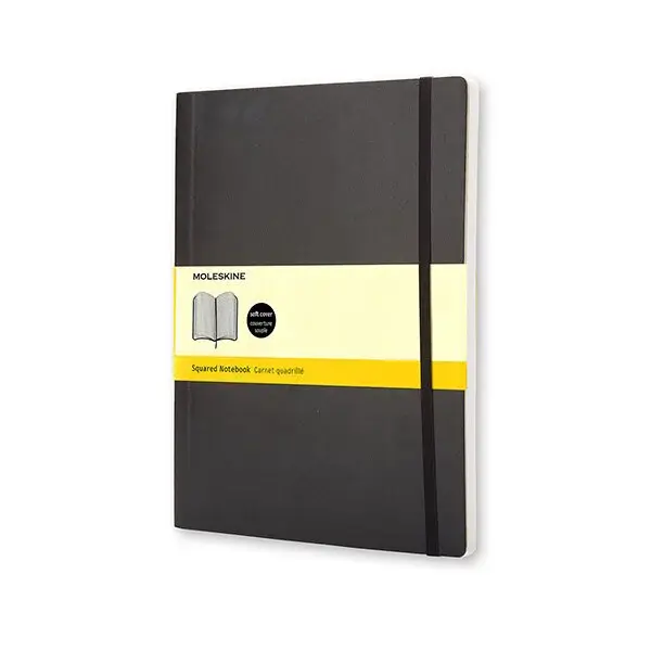 Zápisník Moleskine - měkké desky, XL, čtverečkovaný - černý