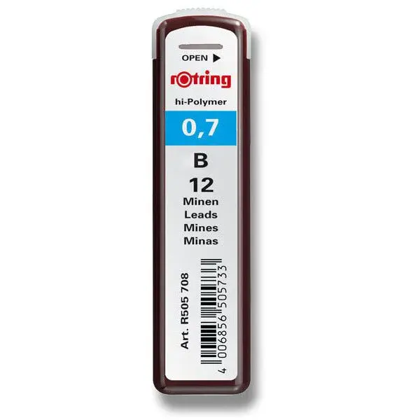 Tuhy Rotring, 12 ks - 0,7 mm, tvrdost B