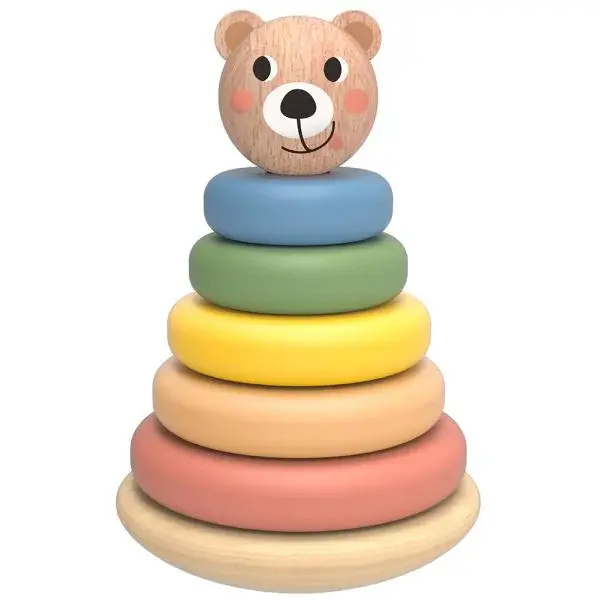 BABU - Skládací pyramida pastelové kroužky MEDVĚD