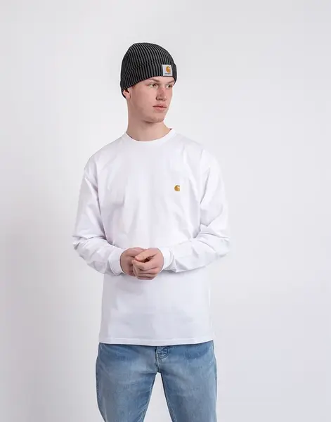 Carhartt WIP L/S Chase T-Shirt White/Gold L