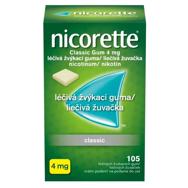 NICORETTE Classic Gum 4 mg liečivé žuvačky 105 ks