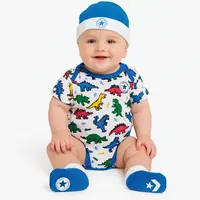 Converse converse aop bodysuit, bib, bootie 3pc set 6-12m