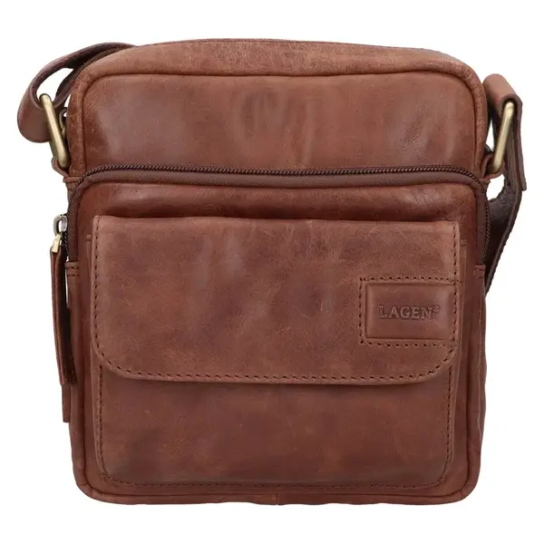 Pánska kožená taška cez rameno Lagen Benoa - hnedá