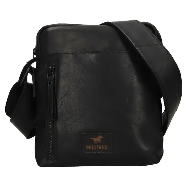 Pánska kožená taška cez rameno Mustang Dumas - čierna
