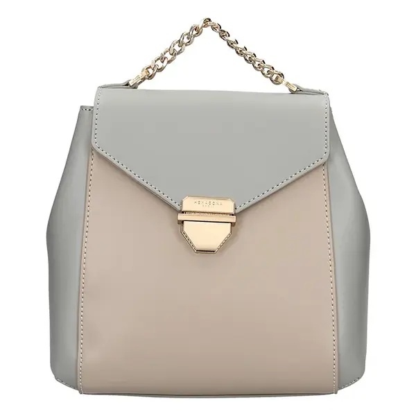Elegantný dámsky kožený batoh Hexagona Reina - šedo-béžová