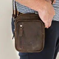 Pánska kožená taška cez rameno Greenwood Zente - tmavo hnedá