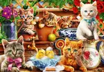Kittens in the Potting Shed - puzzle z kategorie Umělecké