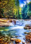 Beautiful Waterfall in the Forest - puzzle z kategorie Umělecké