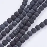 Natural Black Stone Bead Strands