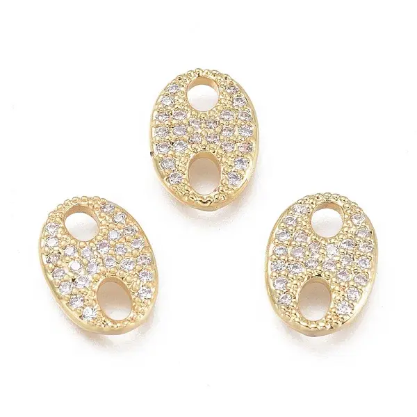 Brass Micro Pave Clear Cubic Zirconia Links