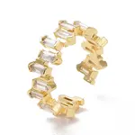 Clear Cubic Zirconia Rectangle Open Cuff Ring
