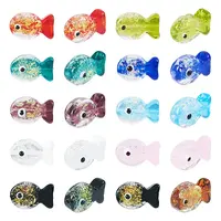 20Pcs 10 Colors Handmade Foil Lampwork Fish Beads