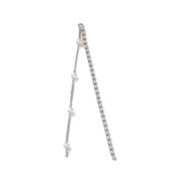 Brass Micro Pave Clear Cubic Zirconia & ABS Plastic Pearl Big Pendants