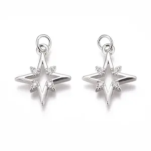 Rack Plating Brass Micro Pave Clear Cubic Zirconia Pendants