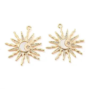 Brass Micro Pave Clear Cubic Zirconia Pendants