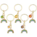 5Pcs 5 Colors Alloy Enamel Pendant Keychains