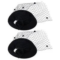 Bowknot Wool Felt Fascinators Pillbox Hat with Iron Alligator Hair Clips