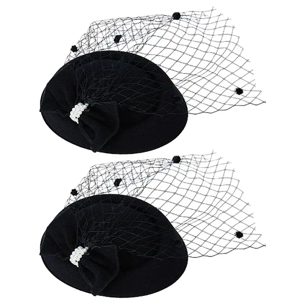 Bowknot Wool Felt Fascinators Pillbox Hat with Iron Alligator Hair Clips