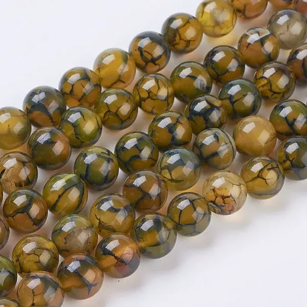 Natural Dragon Veins Agate Beads Strands