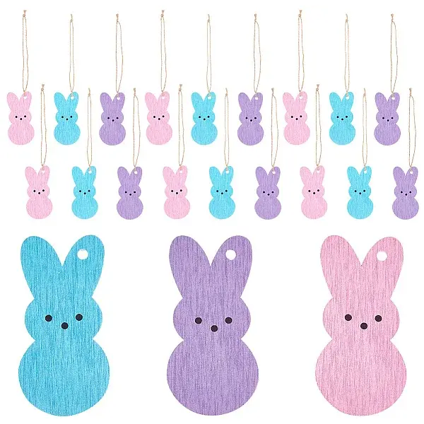 3 Bags 3 Colors Easter Theme Wooden Pendant Decorations