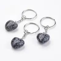 Natural Snowflake Obsidian Keychain