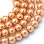 Baking Paint Pearlized Glass Pearl Round Bead Strands