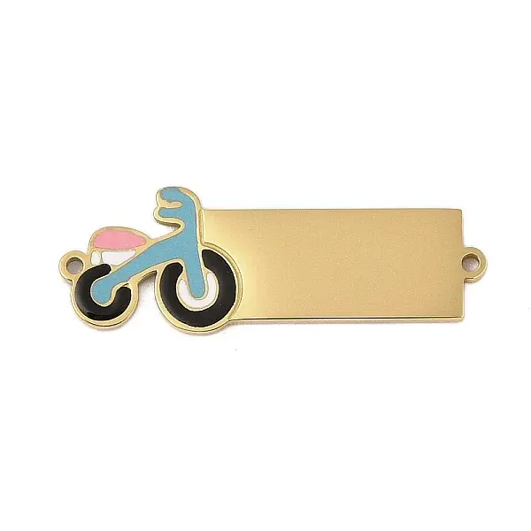 304 Stainless Steel Light Sky Blue Enamel Vehicle Connector Charms
