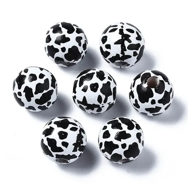 Painted Natural Wood European Beads