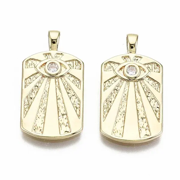 Brass Micro Pave Clear Cubic Zirconia Pendants