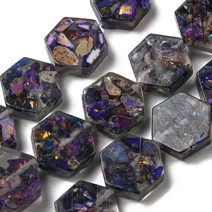 Dyed Natural Imperial Jasper with Resin Beads Strands