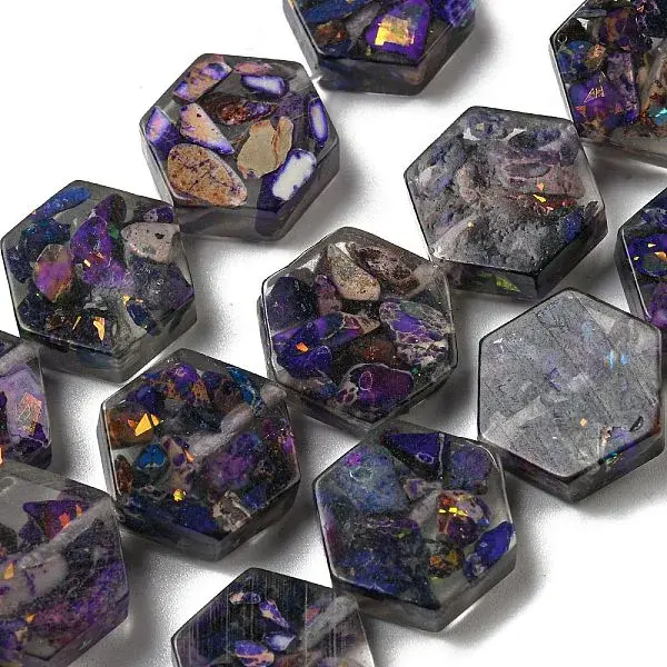 Dyed Natural Imperial Jasper with Resin Beads Strands